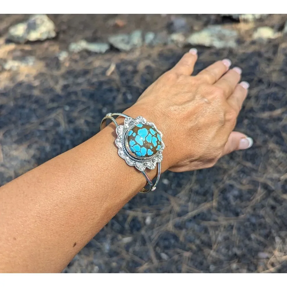 Navajo Pilot Mountain Turquoise Handcrafted Jewelry Sz.‎ 6.75in**